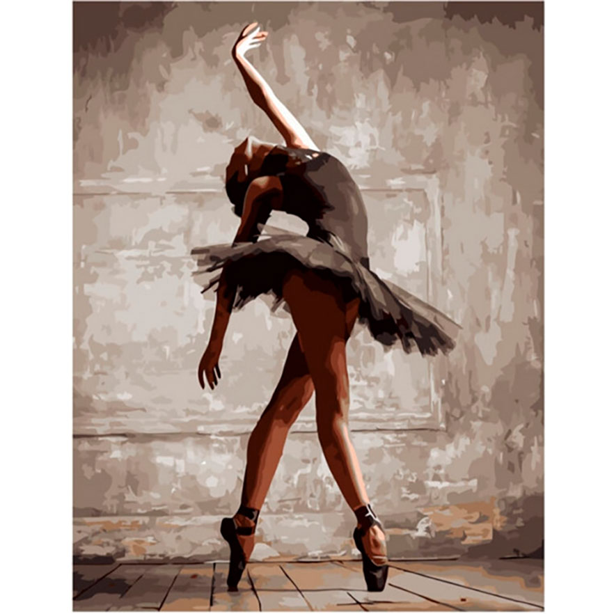 Роспись красками по номерам 'Балерина черный лебедь'