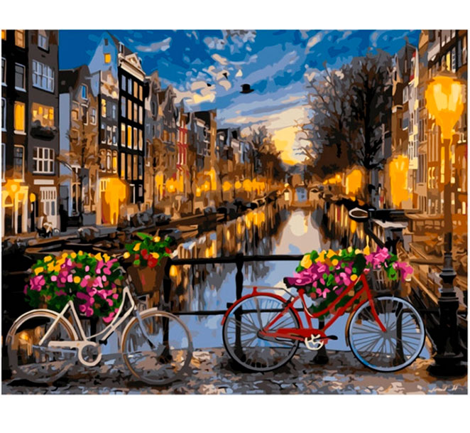 Розпис фарбами за номерами 'Канал вечірнього Амстердама'