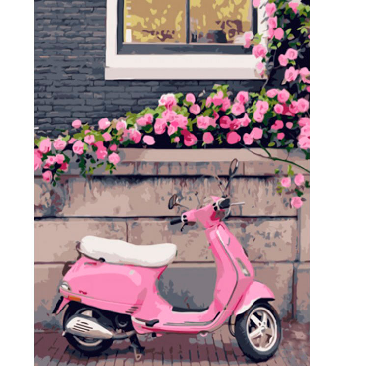 Розпис фарбами за номерами 'Рожевий скутер'