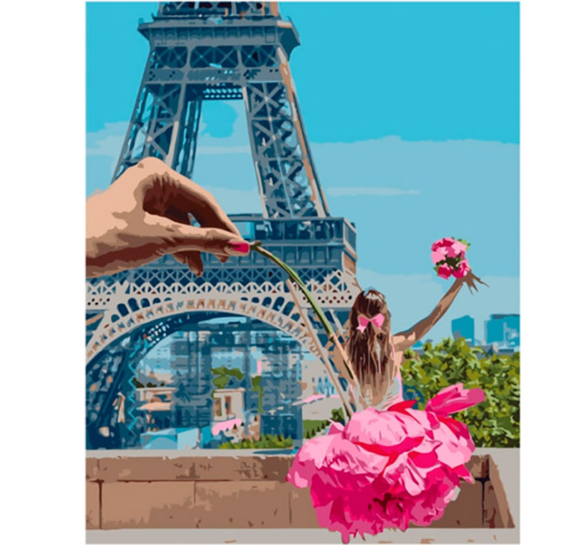 Роспись красками по номерам ' Девочка в Париже'