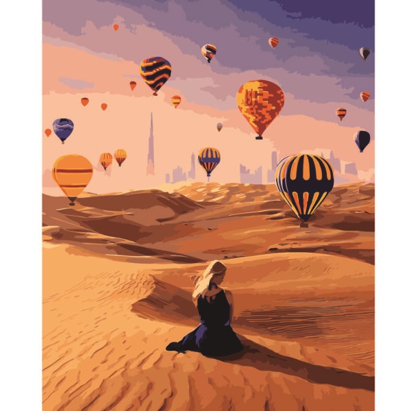 Роспись по номерам 'Воздушные шары в пустыне'