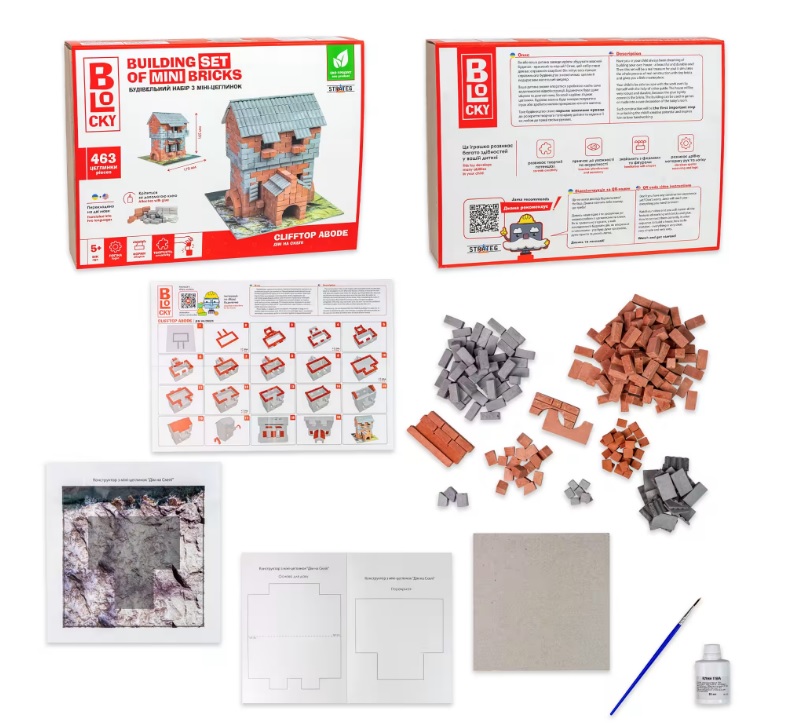 Будівельний набір для творчості з міні-цеглинок BLOCKY 'Дім на скелі'