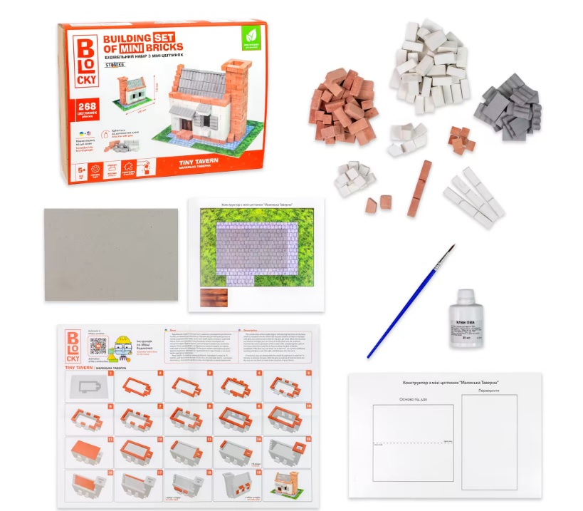 Будівельний набір для творчості з міні-цеглинок BLOCKY 'Маленька Таверна'