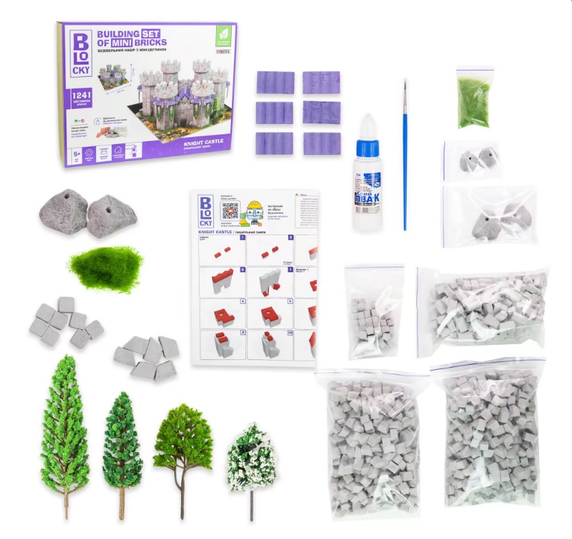 Будівельний набір для творчості з міні-цеглинок BLOCKY 'Лицарський Замок'
