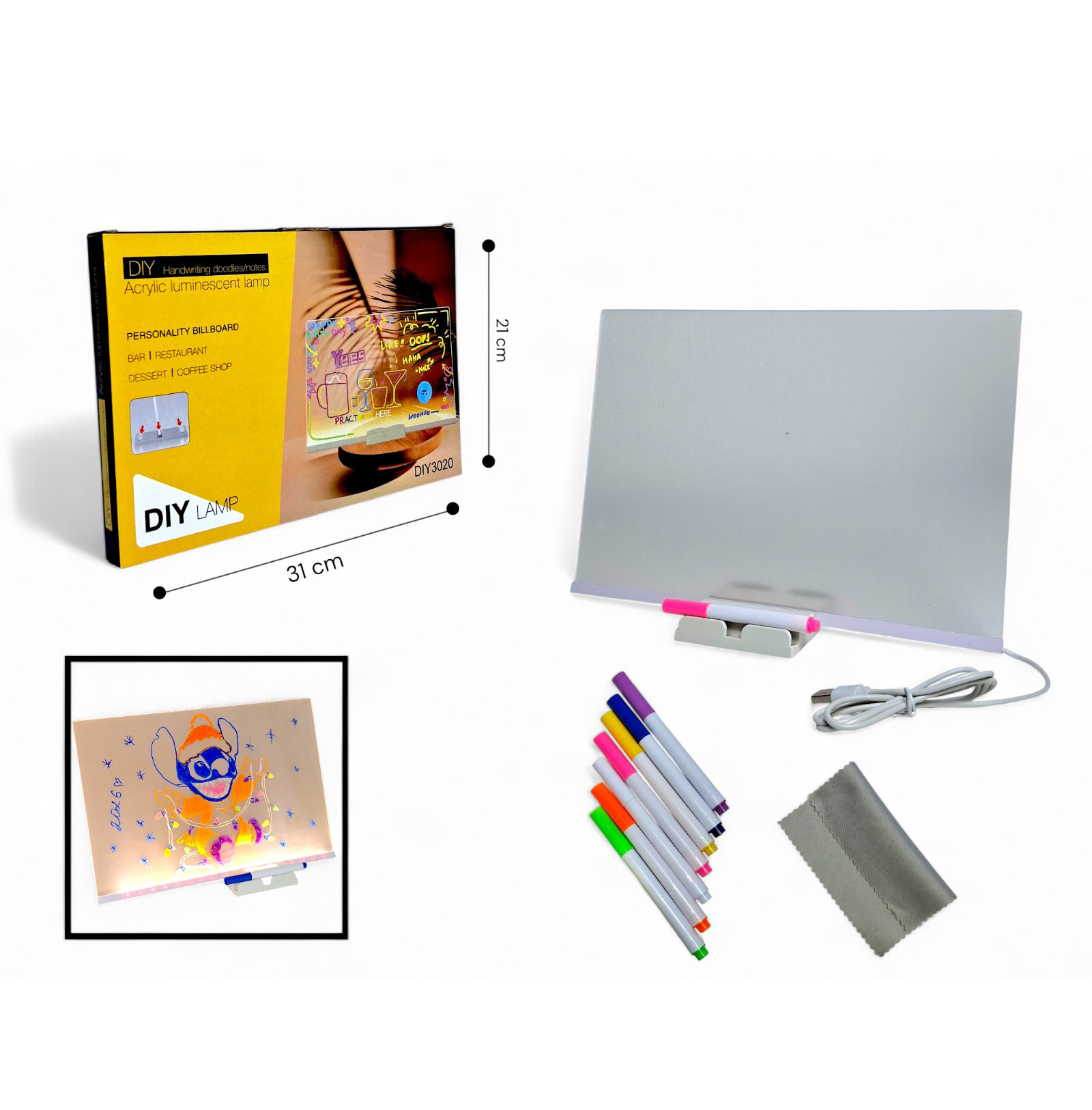 Світлодіодна акрилова дошка-нічник '3D Magic' з маркерами