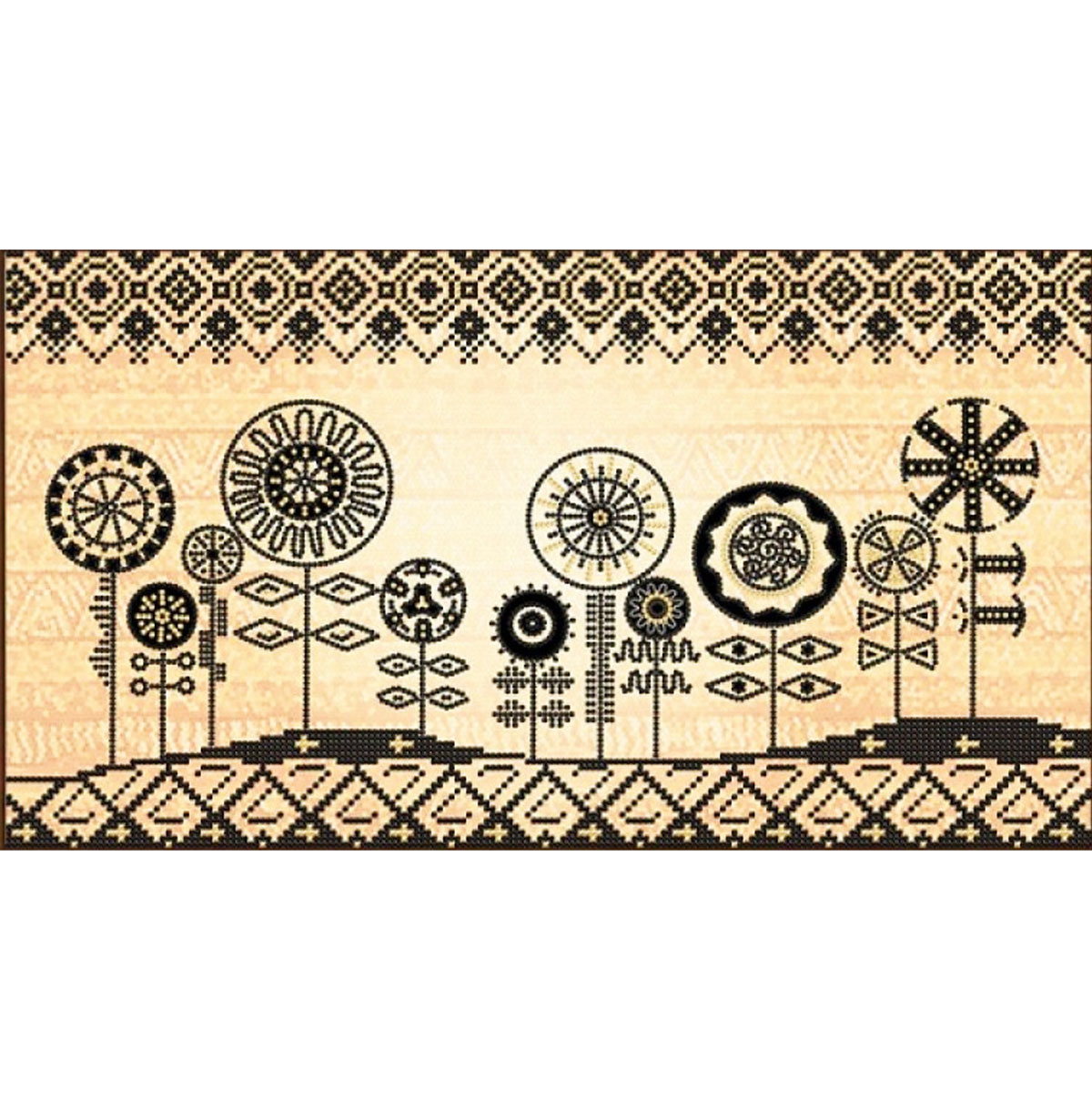 Ткань с нанесенным рисунком-схемой 'Африканские мотивы'  для вышивания бисером