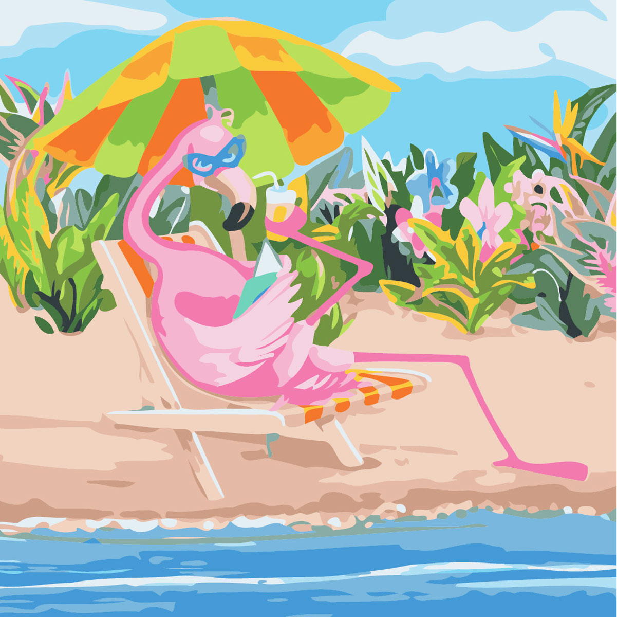 Творчество картина по номерам 'Фламинго на отдыхе'