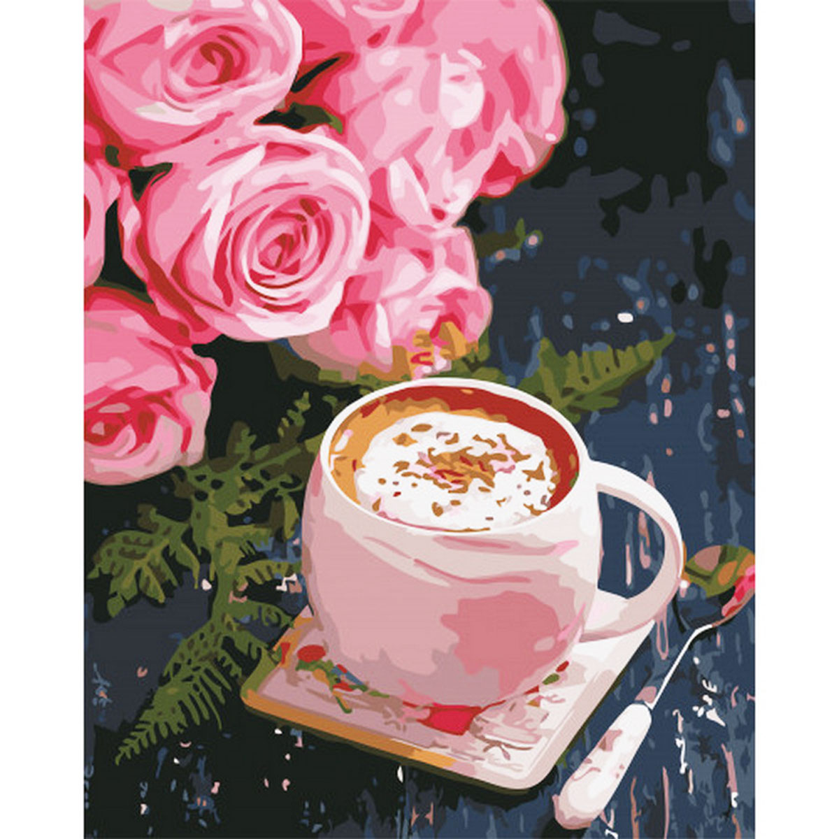 Творчество картина по номерам 'Кофе и розы'