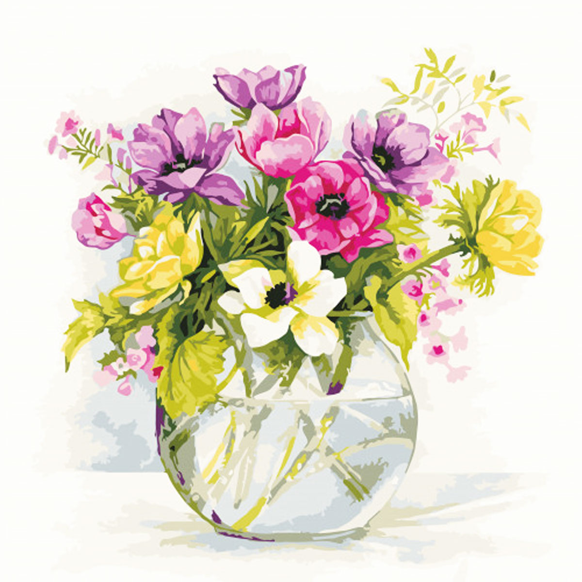 Творчість картина за номерами 'Ніжні садові квіти'