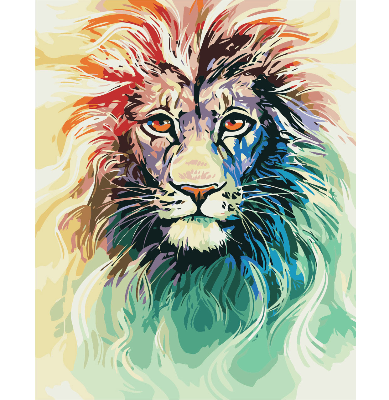 Творчество картина по номерам 'Цветной лев'