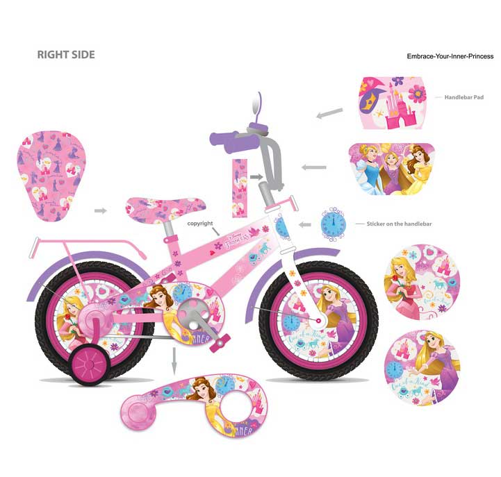 Велосипед 14' для девочки 'Принцессы'