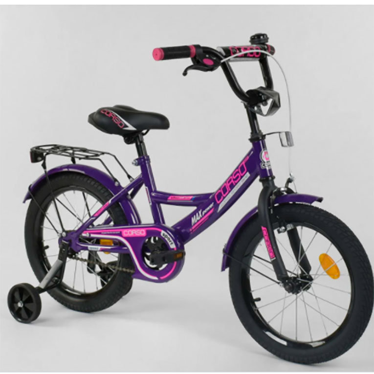 Велосипед 16' дюймов 2-х колёсный CORSO Фиолетовый
