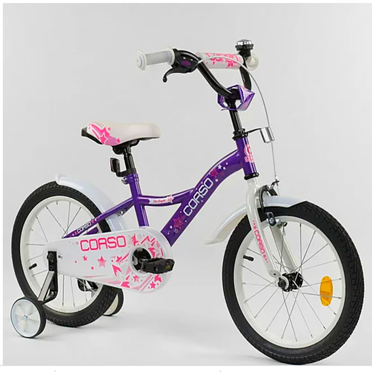 Велосипед 16' дюймов 2-х колёсный 'CORSO' Фиолетовый