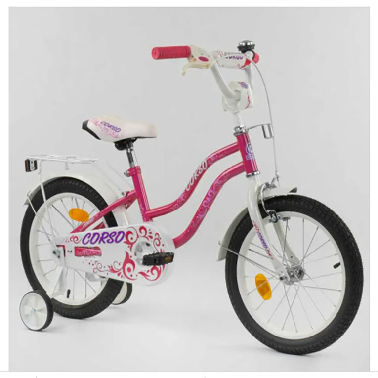 Велосипед 16' дюймов 2-х колёсный 'CORSO' Розовый