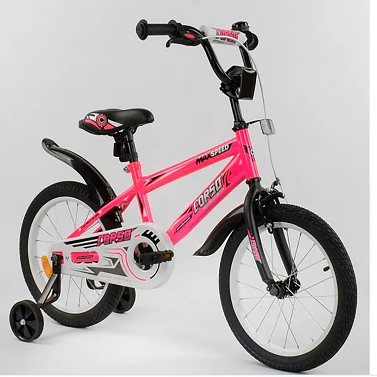 Велосипед 16' дюймів 2-х колісний 'CORSO' Рожевий