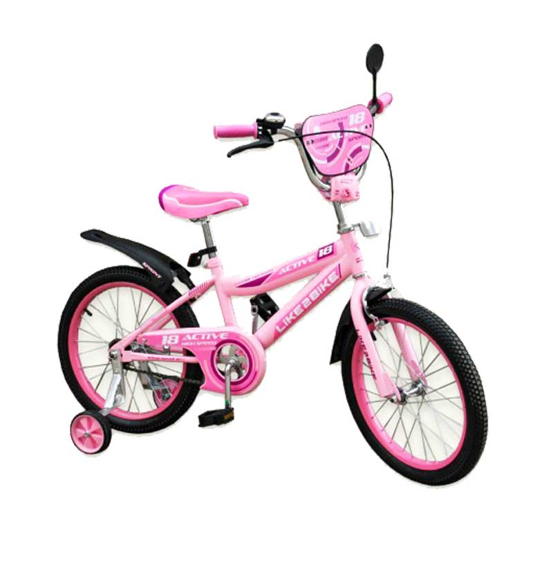 Велосипед 16' розовый с доп колесами 'Like2bike Active'