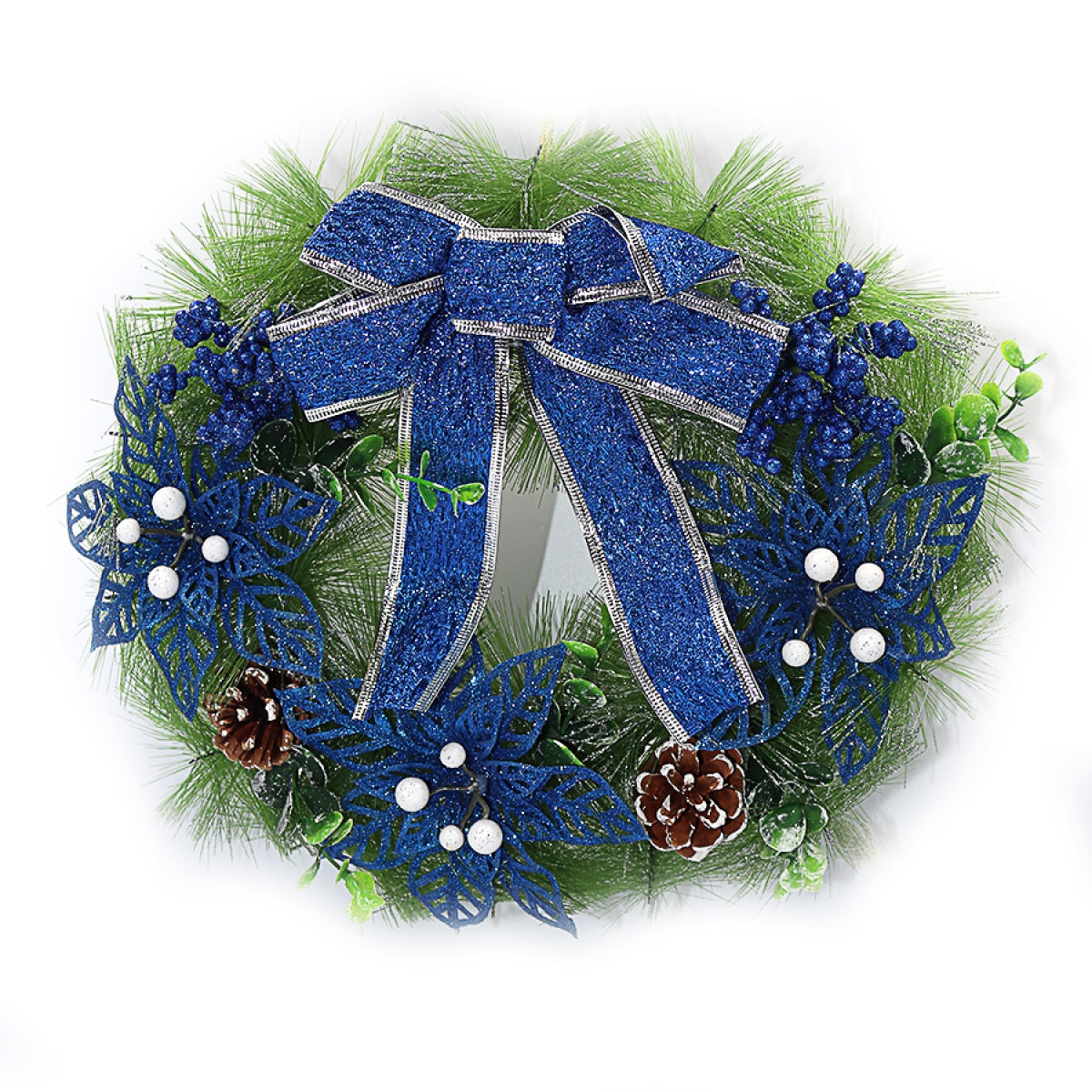 Вінок новорічний 'Blue flowers' D-35 см