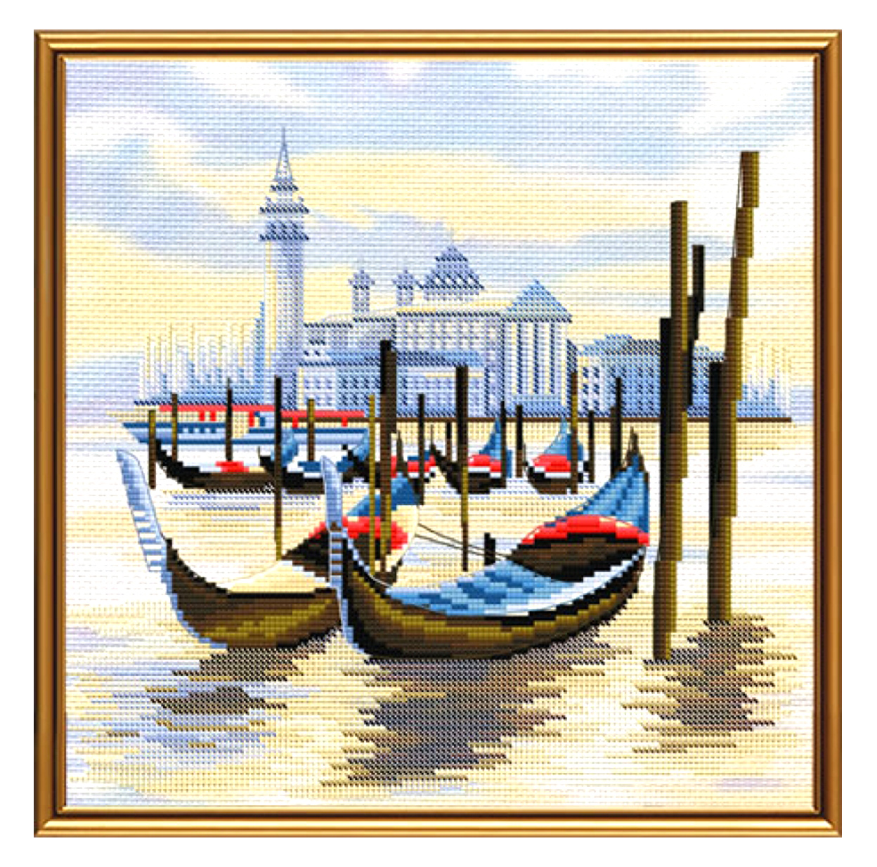 Вишивка хрестом на канві з малюнком 'Пристань у Венеції'