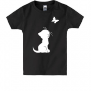 Детская футболка Котенок и бабочка