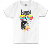 Детская футболка с котом в солнечных очках