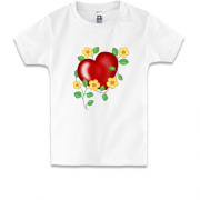 Детская футболка с цветами и сердцем
