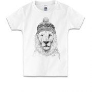 Детская футболка лев в шапке