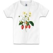 Детская футболка с цветущей веточкой земляники