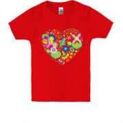 Детская футболка с сердцем из цветов