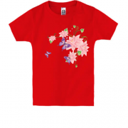 Детская футболка с цветами и бабочкойами