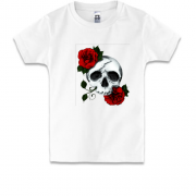 Дитяча футболка з черепом і трояндою
