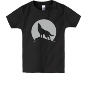 Детская футболка Волк на фоне Луны