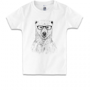 Дитяча футболка ведмідь-гик в окулярах