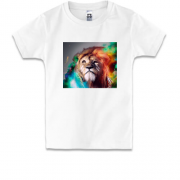 Детская футболка с разноцветным львом