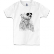 Дитяча футболка з ведмедем-хіпстером в темних окулярах