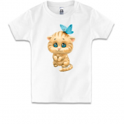 Детская футболка с котенком с бантиком