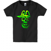 Детская футболка с кислотным черепом-пиратом