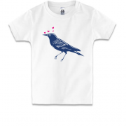 Детская футболка с влюбленной птичкой