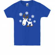 Дитяча футболка білий новорічний олень