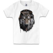 Детская футболка с волком в наушниках
