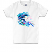 Детская футболка с акварельной девушкой в цветах