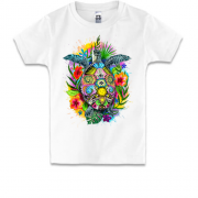 Дитяча футболка з черепахою в квітах