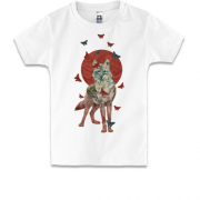 Детская футболка с волчицей и бабочками