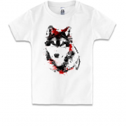 Детская футболка с черно-красным волком