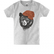 Детская футболка с медведем в шапке