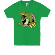 Детская футболка с вырывающимся динозавром