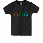 Детская футболка 3 стихии (земля, огонь и вода)