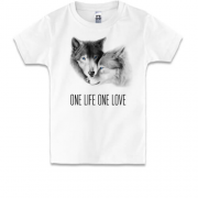 Детская футболка с волками One Life One Love