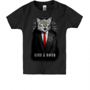 Детская футболка с котом в пиджаке "Like a Boss"