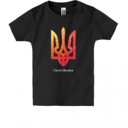 Детская футболка I love Ukraine с красным гербом