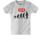 Дитяча футболка з написом Досить за мною ходити (еволюція)